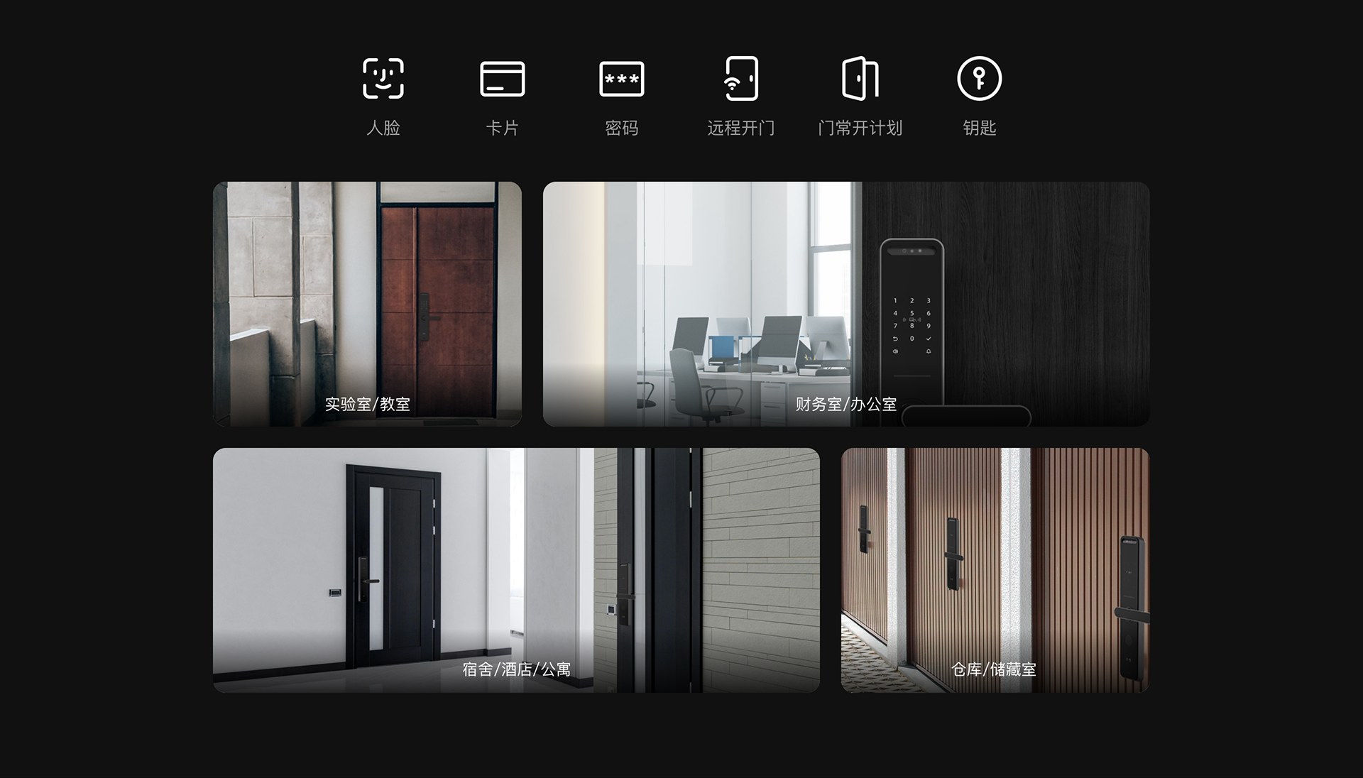 魔点 K50 支持人脸、卡片、密码、远程开门、门常开计划、钥匙等开门方式